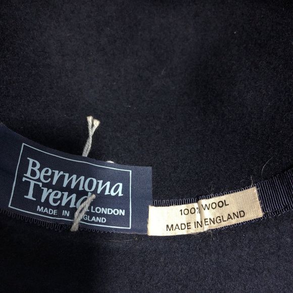 Vtg Bermona Trend London Hat Navy Blue Wool Felt Fedora Women's Fashion Hat OS - Picture 7 of 7
